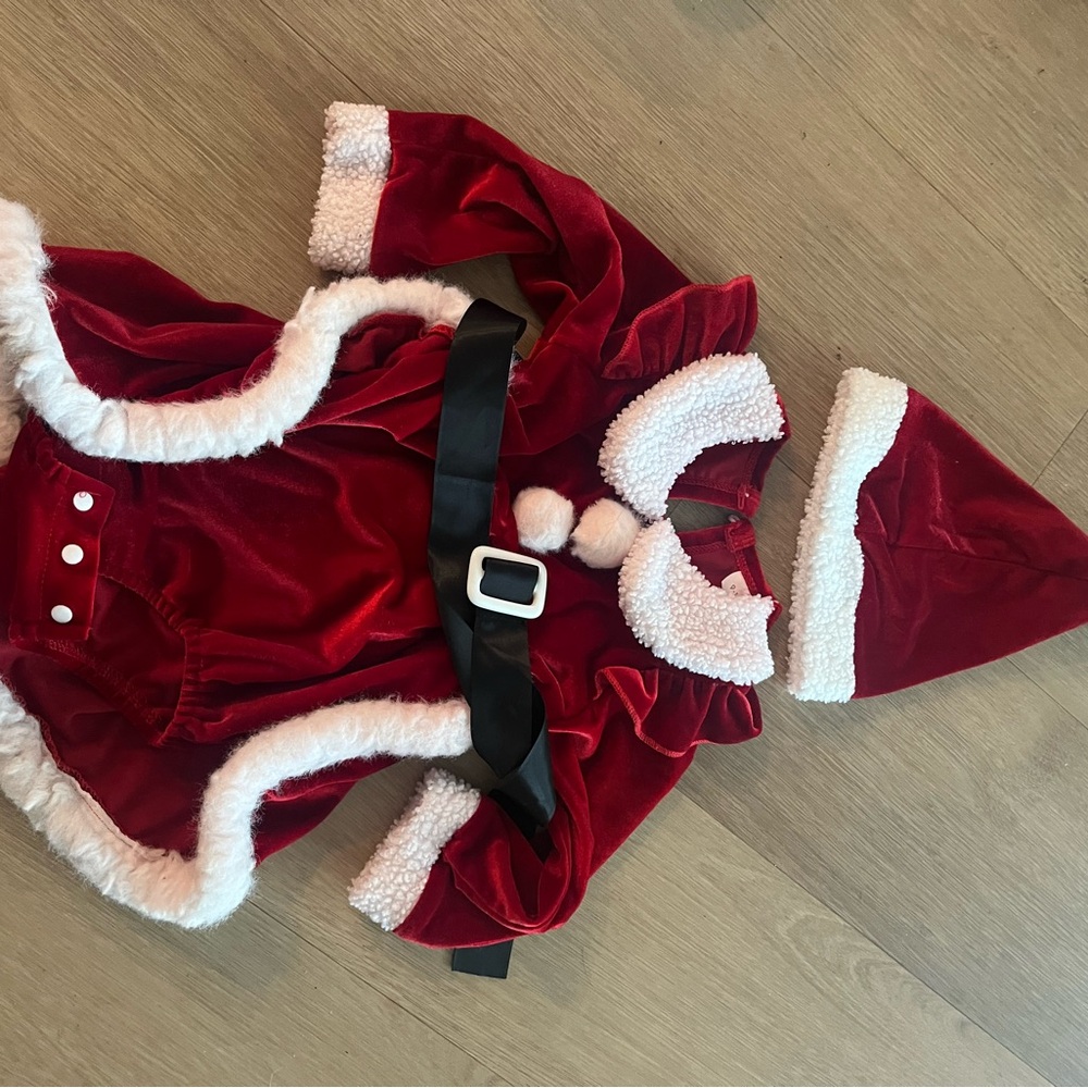 Red Velvet Santa Outfit with Faux Fur Trim
